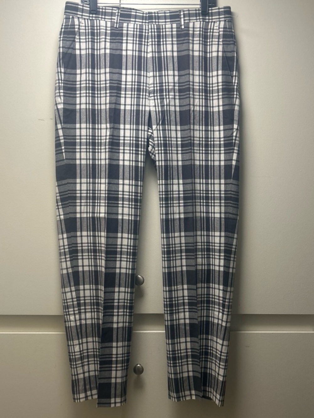 Van Heusen Navy and White Plaid Chinos